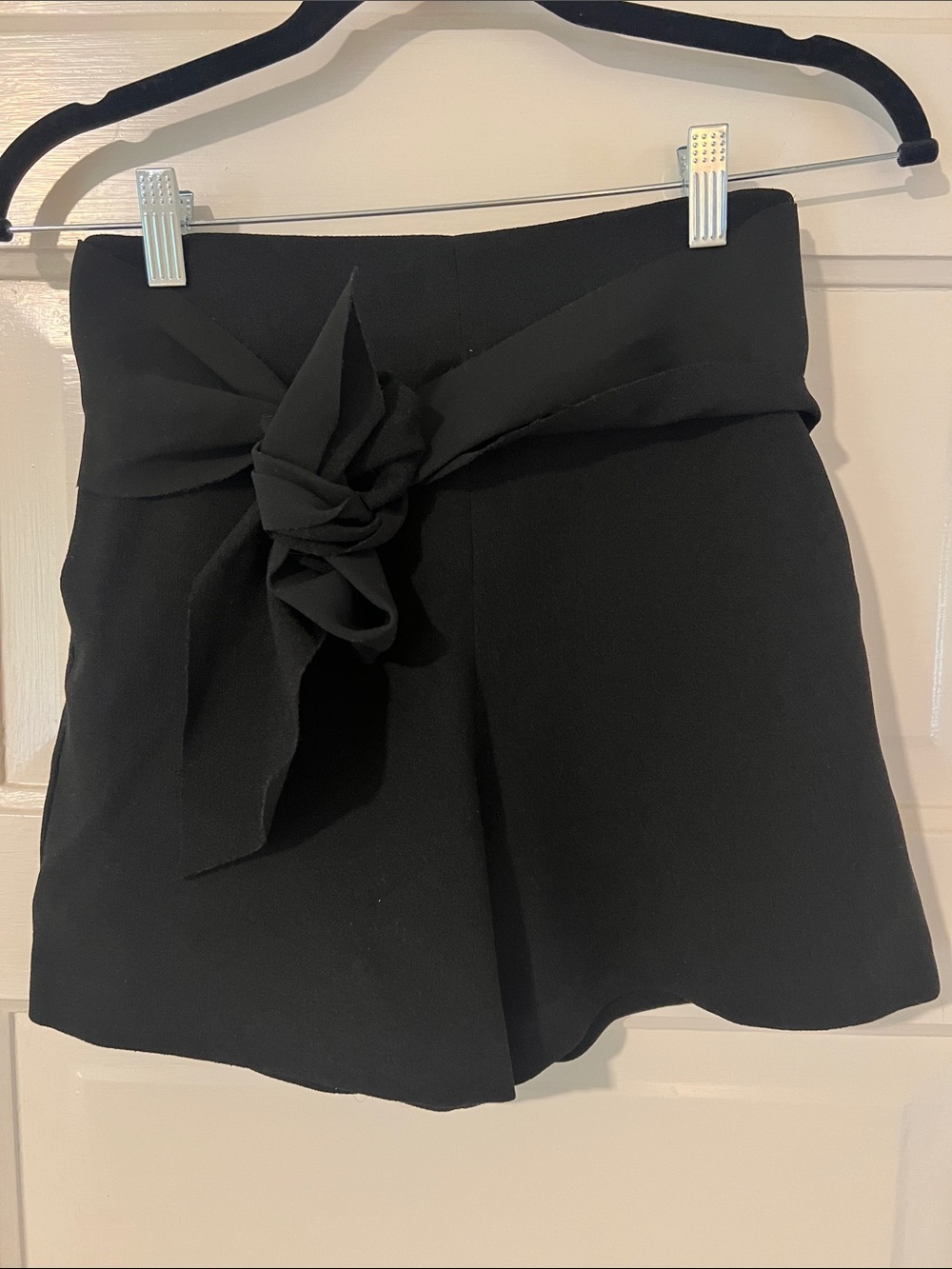 Topshop Black High-Waist Tie-Front Skort